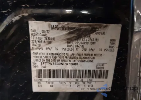 2022 Ford Maverick Lariat z USA, uszkodzony, nr VIN 3FTTW8E39NRA72609